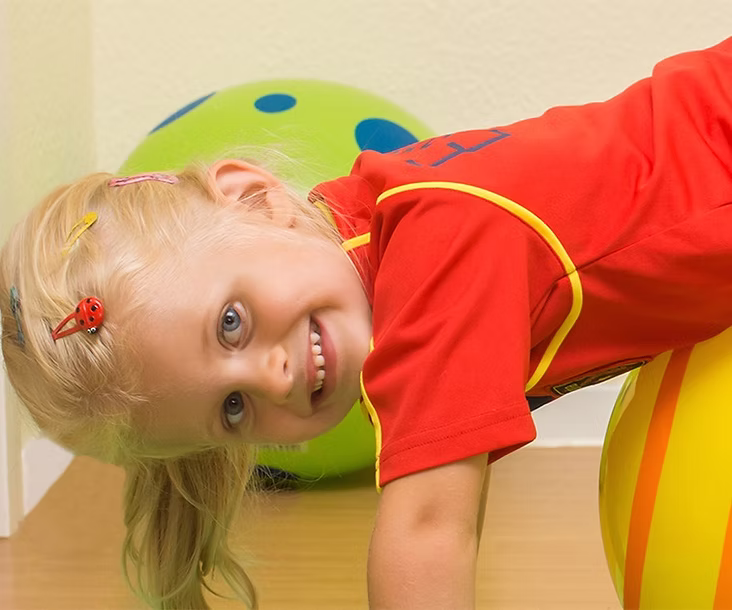 Child in physical therapy after orthopedic injury